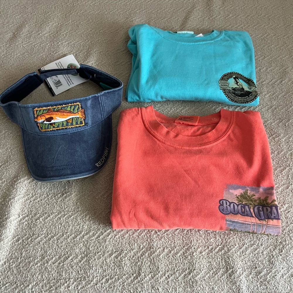 Reel Legends Blue Visor and Colorful T-Shirts Set